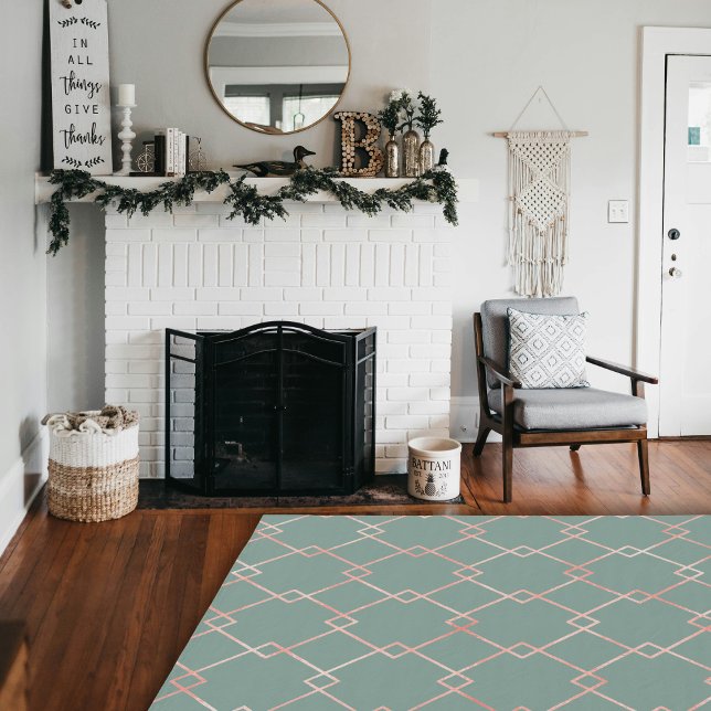 Rose Gold Mint Elegant Abstract Geometric Area Rug (Rose Gold Mint Elegant Abstract Geometric Area Rug)