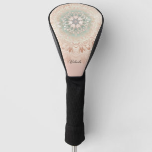 Rose Gold Mint Floral Mandala Golf Head Cover