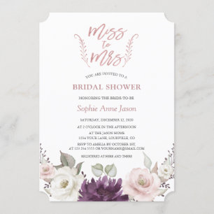 Rose Gold Miss To Mrs Bridal Shower Bachelorette Invitation