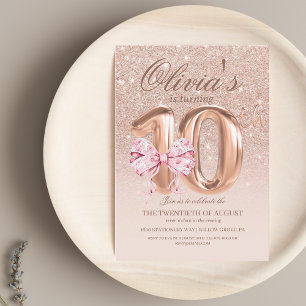 Rose Gold Modern 10th Girls Birthday Party Invitation