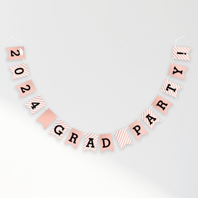 Rose Gold Modern 2026 Grad Party Graduation Bunting Flags (Creator Uploaded)