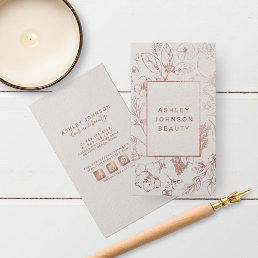 Rose Gold Modern Botanical Blush Social Vertical Business Card
