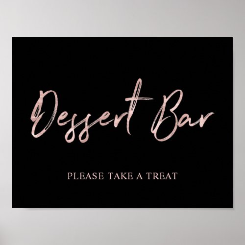 Rose Gold Modern Brush Lettering Dessert Bar Sign