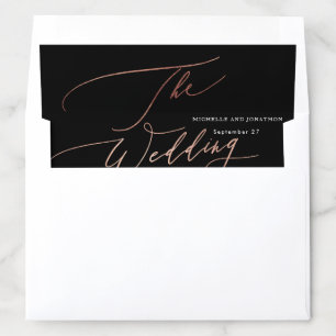 Rose Gold Modern Calligraphy Wedding Envelope Liner