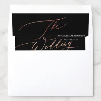 Rose Gold Modern Calligraphy Wedding Envelope Liner