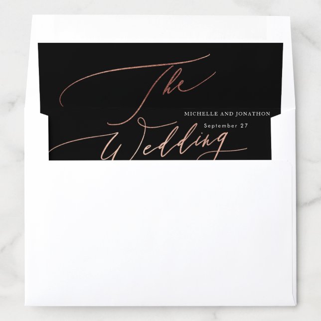 Rose Gold Modern Calligraphy Wedding Envelope Liner (In Envelope)