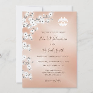 Rose Gold Modern Chinese Wedding Invitation
