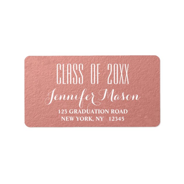 Rose Gold Modern Class Of Graduation Address Label