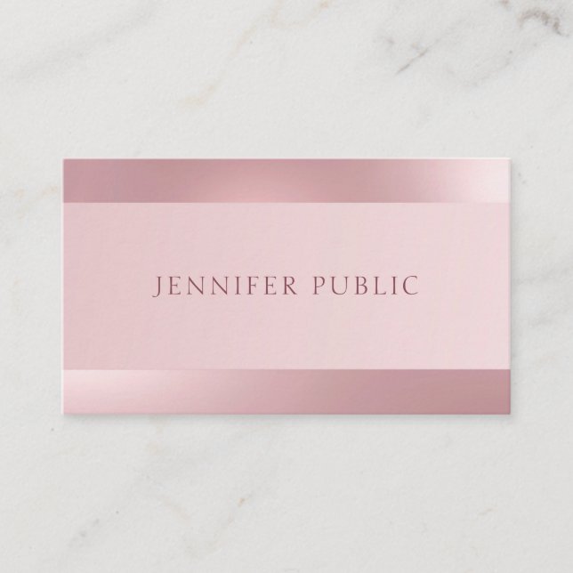 Rose Gold Modern Elegant Glamorous Template Business Card (Front)