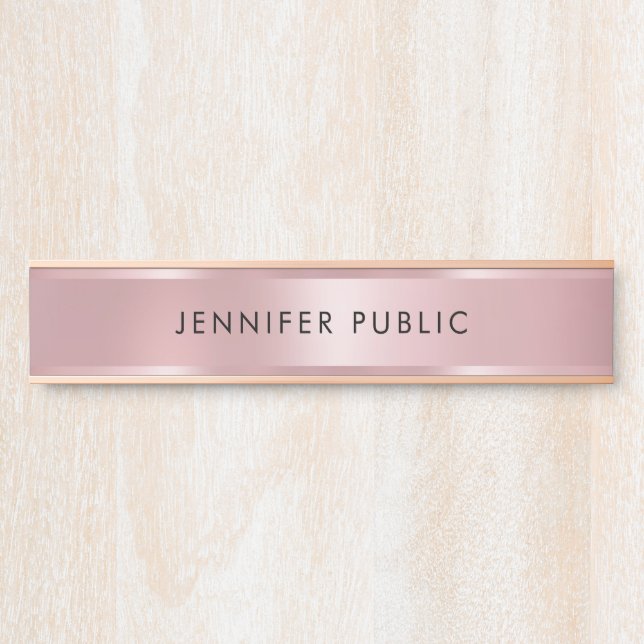Rose Gold Modern Elegant Glamour Template Door Sign (Front)