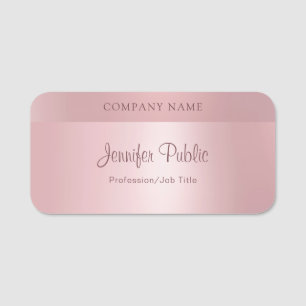 Rose Gold Modern Elegant Handwritten Script Trendy Name Tag