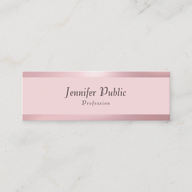 Rose Gold Modern Elegant Minimalist Professional Mini Business Card (Front)