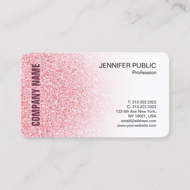 Rose Gold Modern Elegant Minimalist Template Business Card (Front)