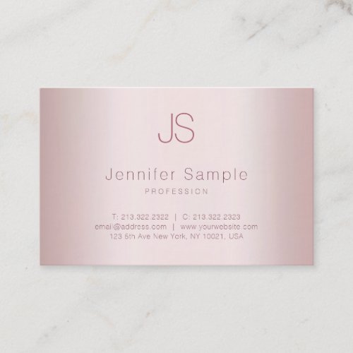 Rose Gold Modern Elegant Monogram Simple Template Business Card