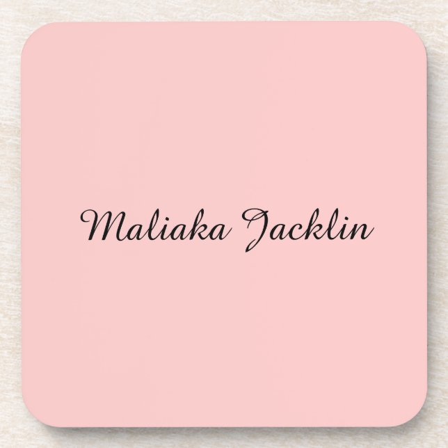 Rose Gold Modern Elegant Personalized Name Coaster (Front)