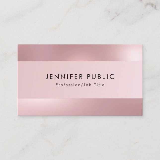 Rose Gold Modern Elegant Simple Professional Business Card (Front)