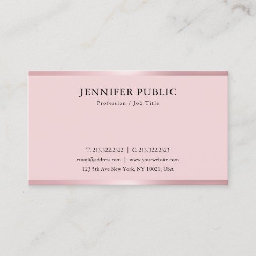 Rose Gold Modern Elegant Template Professional Business Card
