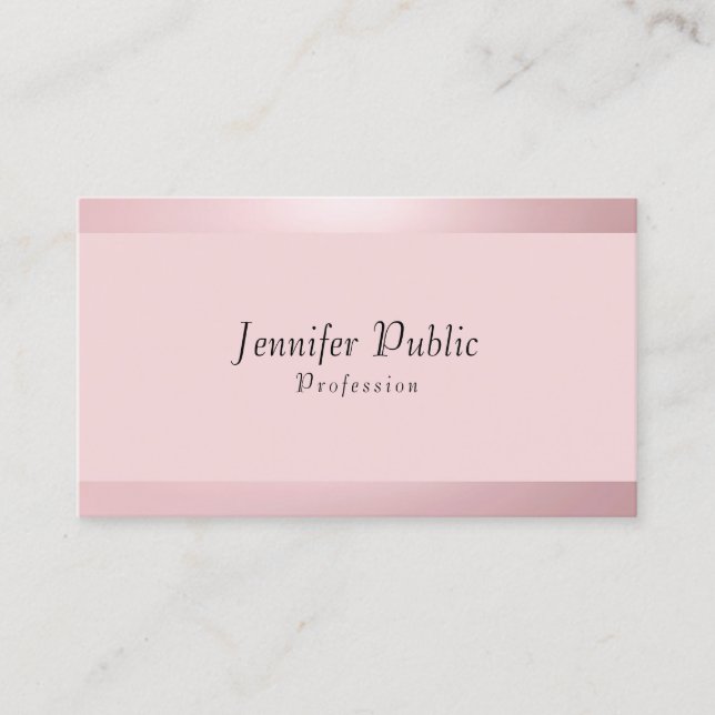 Rose Gold Modern Elegant Trendy Simple Template Business Card (Front)