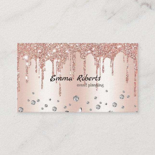 Rose Gold Modern Event Planning Business card (Front)