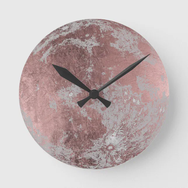Rose Gold Modern Full Moon Round Clock | Zazzle