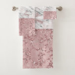 Rose Gold Modern Glam Marble &amp; Glitter Decorative Bath Towel Set at Zazzle