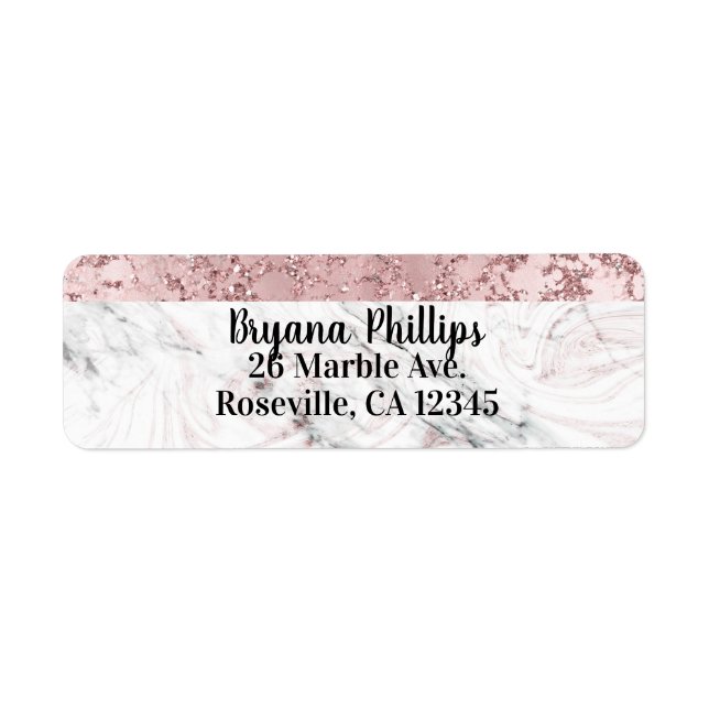 Rose Gold Modern Glam Marble & Glitter Decorative Label (Front)