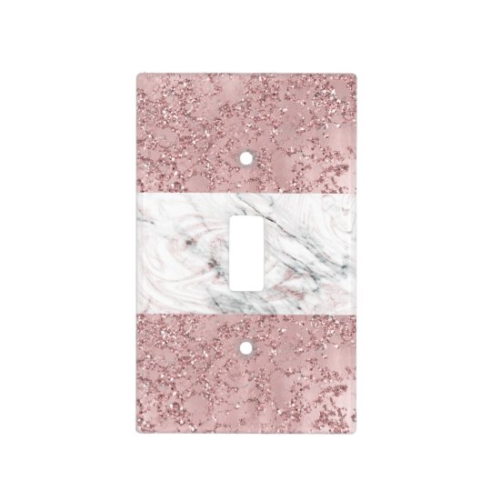 Rose Gold Modern Glam Marble Glitter Decorative Light Switch