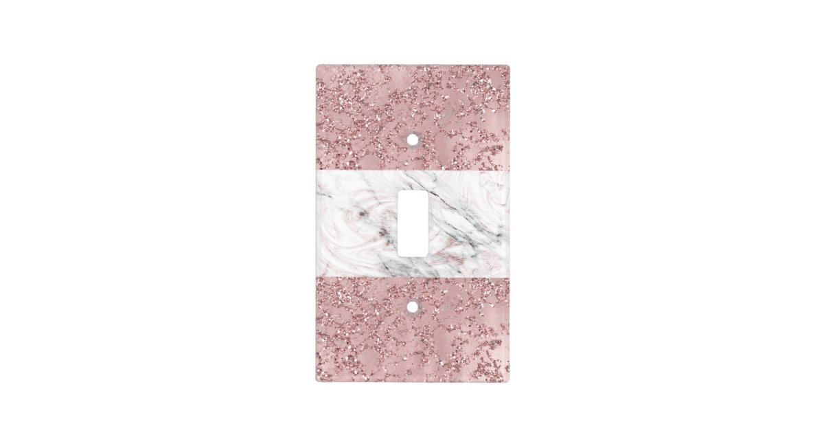 Rose Gold Modern Glam Marble Glitter Decorative Light Switch