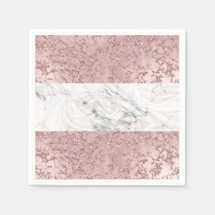 Rose Gold Modern Glam Marble & Glitter Decorative Napkins