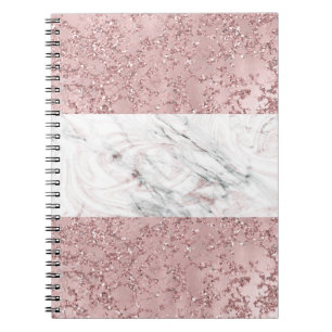 Rose Gold Modern Glam Marble & Glitter Decorative Notebook