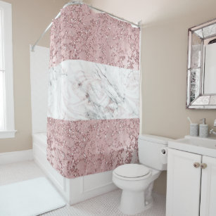 Rose Gold Glitter Shower Curtains Zazzle