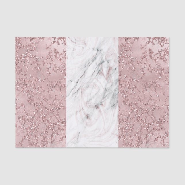Rose Gold Modern Glam Marble & Glitter Decorative Tissue Paper (Front)