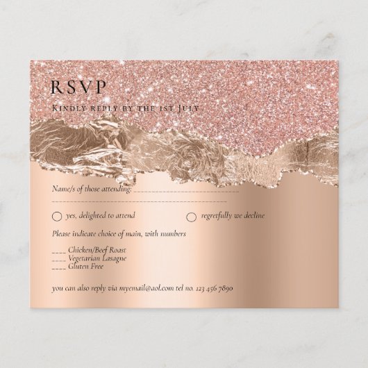 Rose Gold Modern Glamor Wedding Invite (Front)