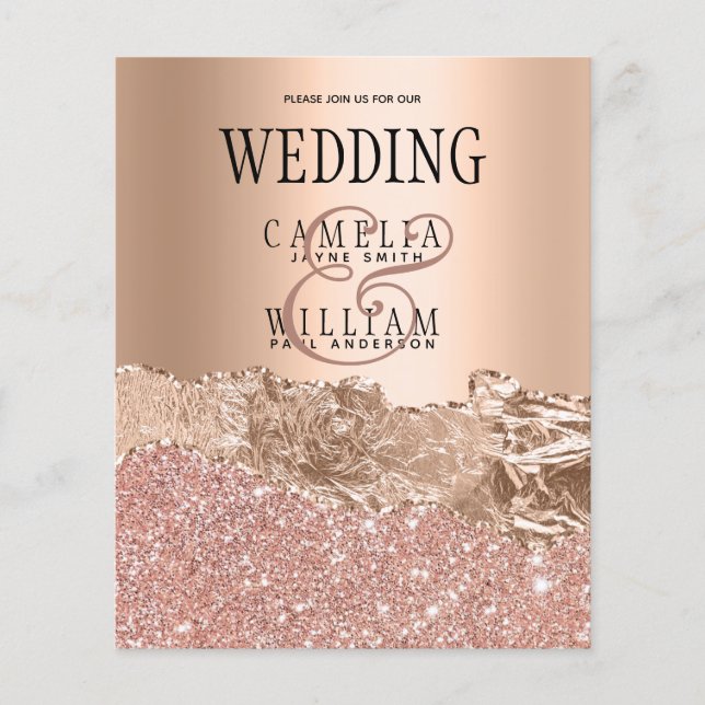 Rose Gold Modern Glamor Wedding Invite Flyer (Front)