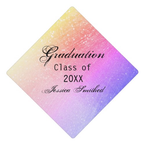 rose gold modern glitter ombre chic typography graduation cap topper