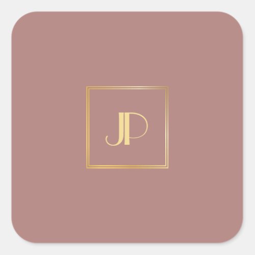 Rose Gold Modern Gold Monogram Elegant Template Square Sticker