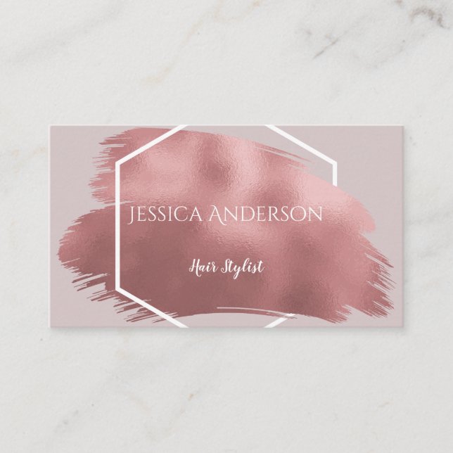 Rose Gold Modern Hair Beauty Salon Business Card (Front)