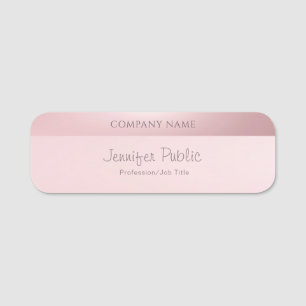 Rose Gold Modern Handwritten Script Name Elegant Tag