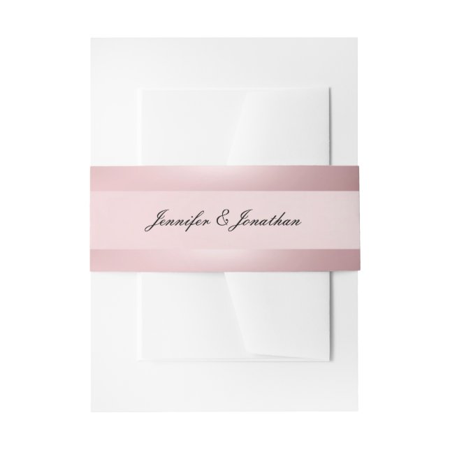 Rose Gold Modern Handwritten Script Text Classy Invitation Belly Band (Front Example)