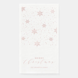 Rose gold Modern Merry Christmas Party Napkins