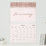 Rose Gold Modern Minimalist 2024 Calendar<br><div class="desc">Elevate 2024 with our Elegant Rose Gold Calendar! Modern and girly,  it's a touch of sophistication with a shimmering blush background and glittery rose gold month names.</div>