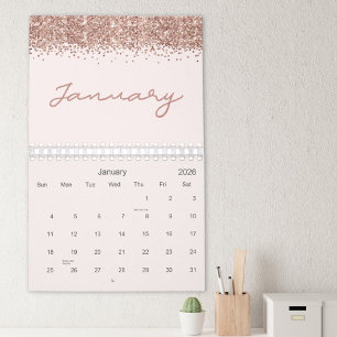 Rose Gold Modern Minimalist 2027 Calendar