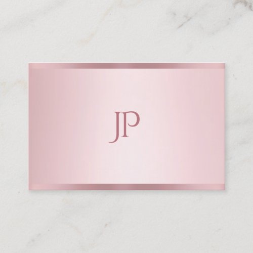 Rose Gold Modern Minimalist Monogram Template Business Card