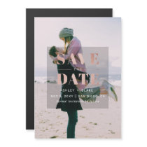 Rose Gold Modern Minimalist Photo Save the Date Magnetic Invitation