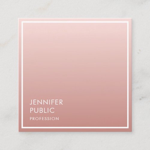 Rose Gold Modern Minimalist Template Elegant Square Business Card