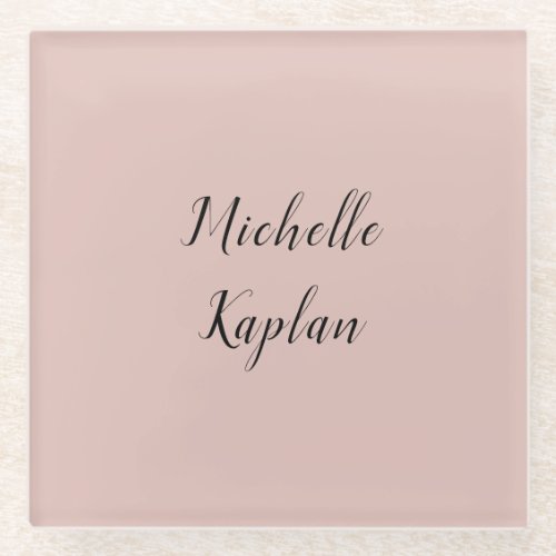 Rose Gold Modern Professional Exclusive Name Glass Coaster