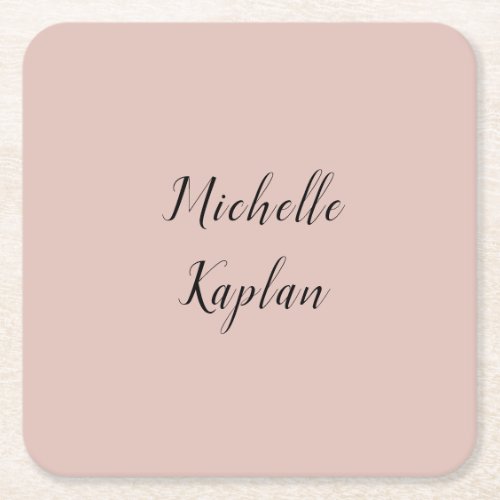 Rose Gold Modern Professional Exclusive Name Square Paper Coaster