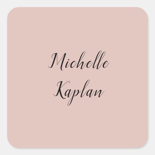 Rose Gold Modern Professional Exclusive Name Square Sticker (Front)