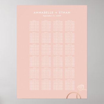 Rose Gold Modern Rings Blush Wedding Seating Chart by 2BirdStone at Zazzle