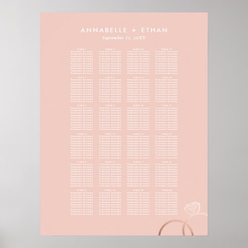 Rose Gold Modern Rings Blush Wedding Seating Chart